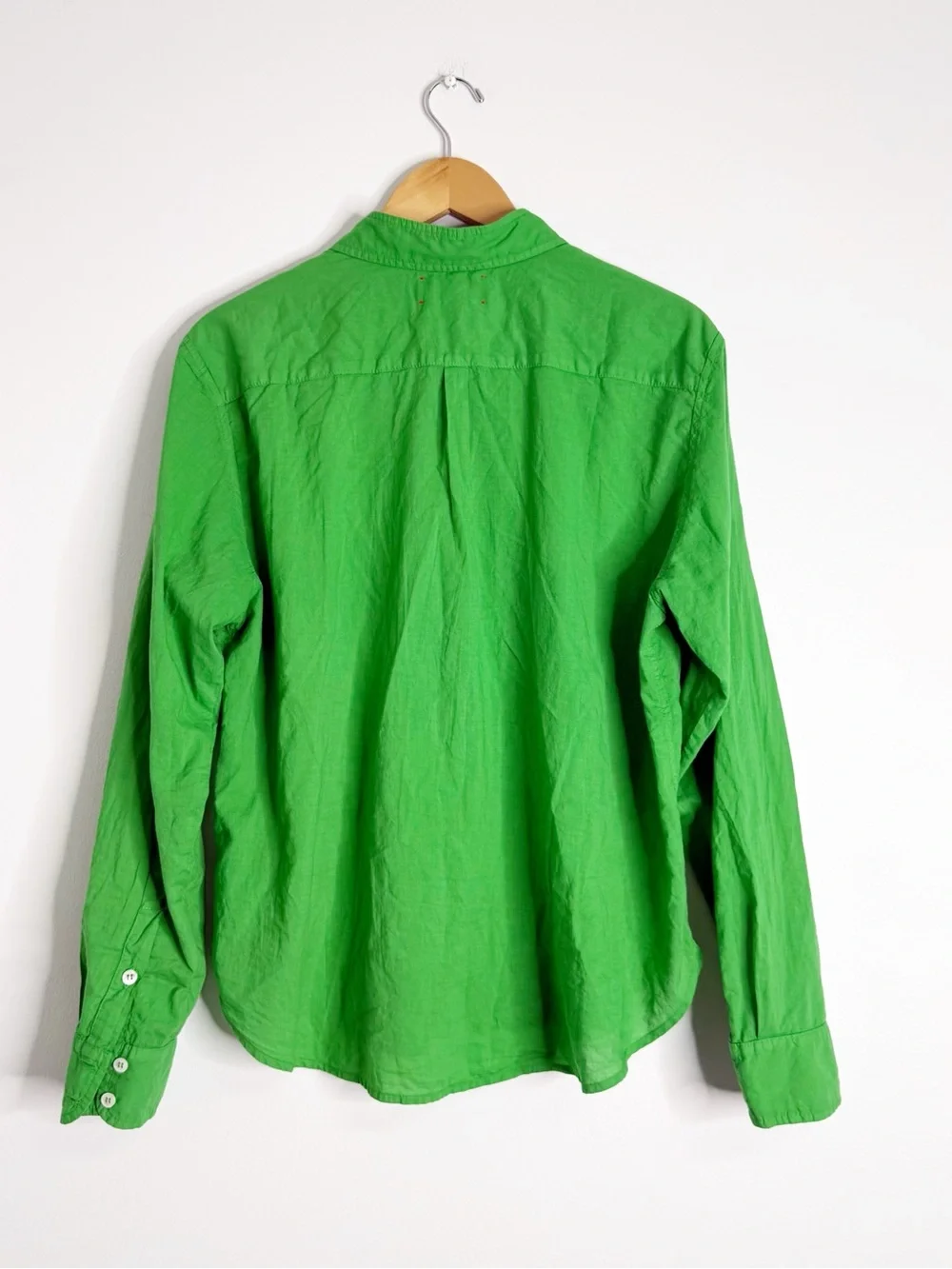 XIRENA Green Cotton Button Front Shirt Women’s Large Collared Long Sleeve